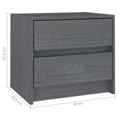 vidaXL Nachtkastje 40x30,5x35,5 cm massief grenenhout grijs