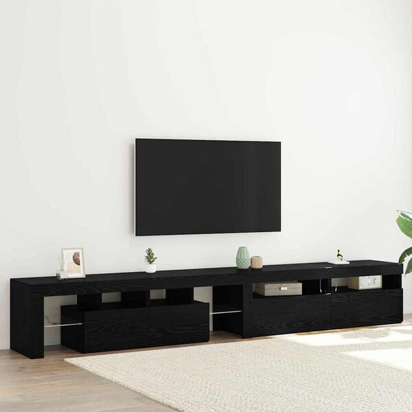 vidaXL TV-kast 3 pcs Zwart Eiken 260 x 37 x 40 cm Bewerkt hout