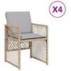 vidaXL Tuinstoelen 4 st met kussens poly rattan gemengd beige