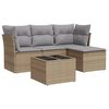 vidaXL 5-delige Loungeset met kussens poly rattan beige