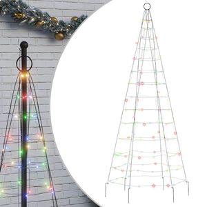 vidaXL LED-kerstboom op vlaggenmast 200 LEDs kleurrijk 180 cm