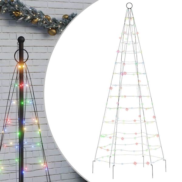 vidaXL LED-kerstboom 200 LEDs kleurrijk 180 cm