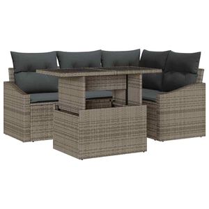 vidaXL Tuin Sofa Set 5 pcs Grijs poly rattan & Gepoedercoat staal