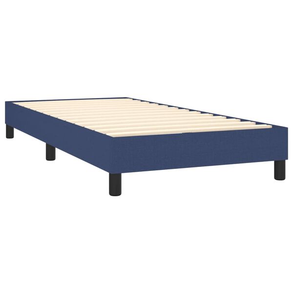 vidaXL Boxspring met matras stof blauw 90x200 cm