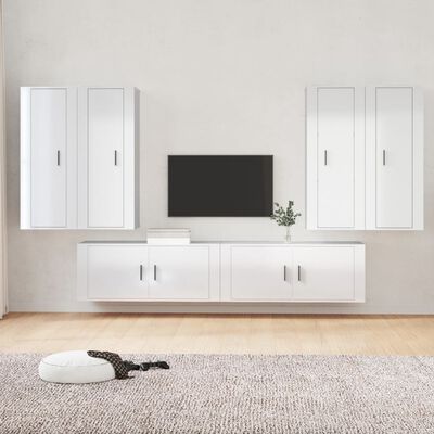 Majestueus twaalf Pessimist vidaXL 6-delige Tv-meubelset bewerkt hout hoogglans wit kopen? | vidaXL.nl
