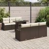 vidaXL Tuin Sofa Set met kussen met opslag 7 pcs Bruin Poly riet