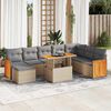 vidaXL 9-delige Loungeset met kussens poly rattan acacia beige