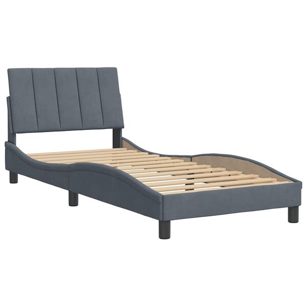 vidaXL Bedframe zonder matras "Hanko" 90x200 cm fluweel donkergrijs