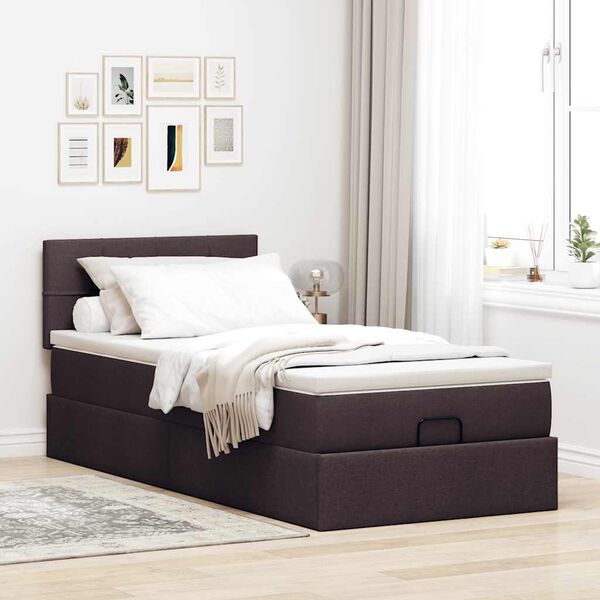 vidaXL Ottoman bed met matras 90x190cm stof donkerbruin