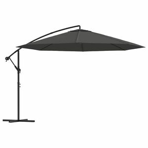 vidaXL Zweefparasol met stalen paal 350 cm antracietkleurig