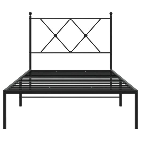 vidaXL Bedframe met hoofdbord metaal zwart 90x190 cm