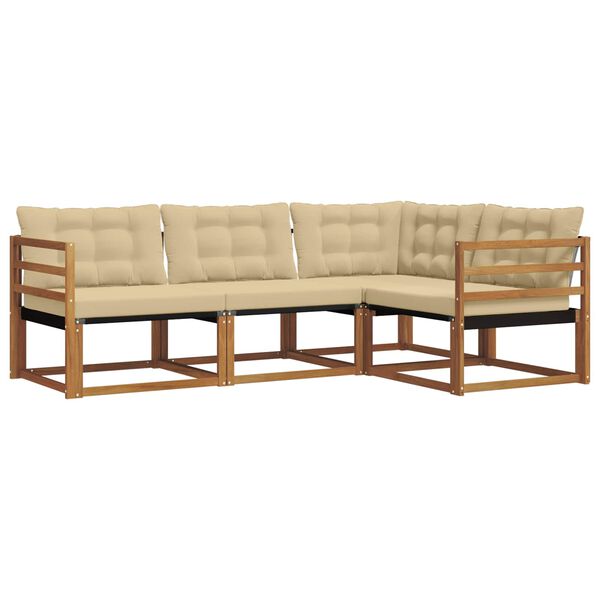 vidaXL Buiten bankenset met kussen 4 pcs Natuurlijk en Beige