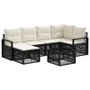 vidaXL Tuinbankenset 7 pcs Zwart poly rattan