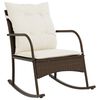 vidaXL Tuinschommelstoel met kussens poly rattan bruin