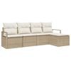 vidaXL Bankstel 5 st Beige en Cr&egrave;me poly rattan