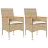 vidaXL Tuinstoelen 2 st met kussens poly rattan beige