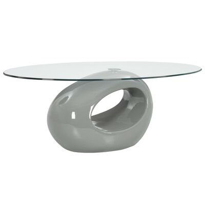 vidaXL Salontafel met ovaal glazen tafelblad hoogglans grijs