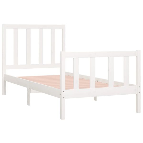 vidaXL Bedframe massief hout wit 75x190 cm