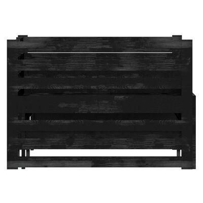vidaXL Bedbank uitschuifbaar massief grenenhout zwart 2x(90x200) cm