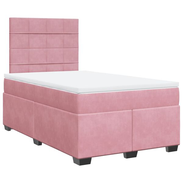 vidaXL Boxspring met matras fluweel roze 120x190 cm