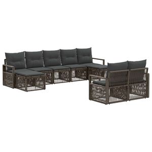 vidaXL Tuinbankenset 9 st Grijs poly rattan