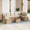 vidaXL Tuin Sofa Set met kussen met opslag 8 pcs Beige Poly riet