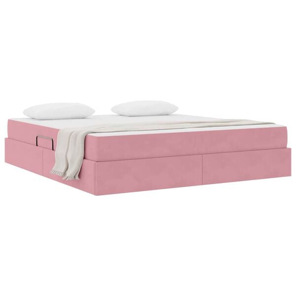 vidaXL Opbergbed met matras met matras Roze 180 x 200 cm Fluweel