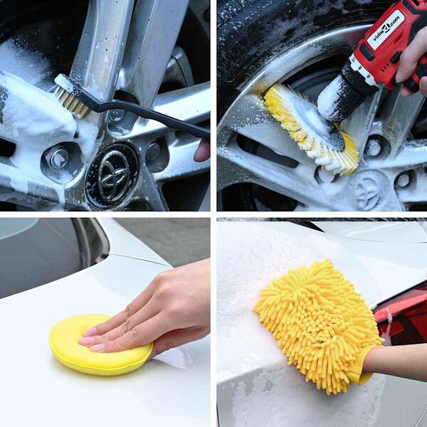 vidaXL Auto Borstelset Multikleur poly rattan