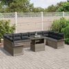 vidaXL Tuin Sofa Set met kussen 11 pcs Grijs Poly riet