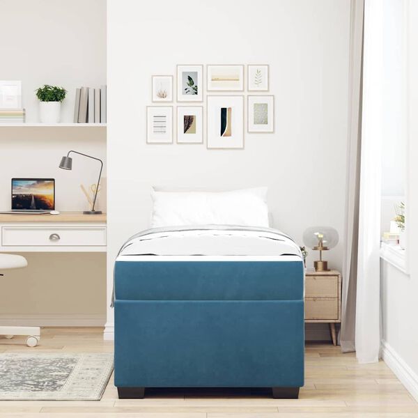 vidaXL Bedframe met matras Donkerblauw 90 x 190 cm Stof
