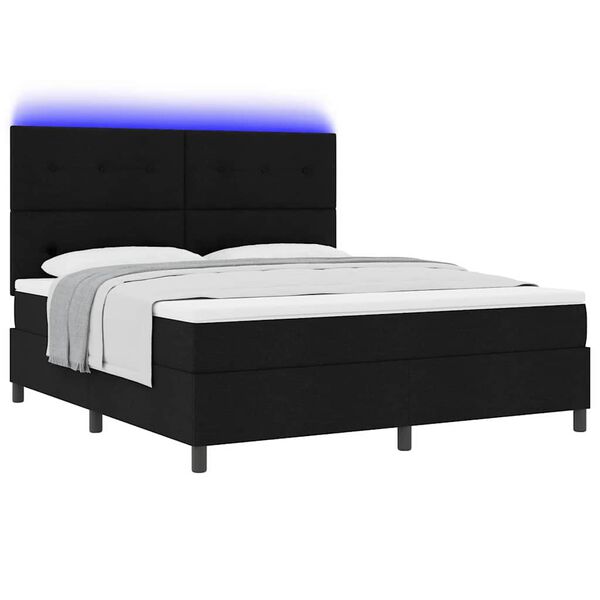 vidaXL Boxspring bed met matras met LED Zwart 180 x 200 cm Stof