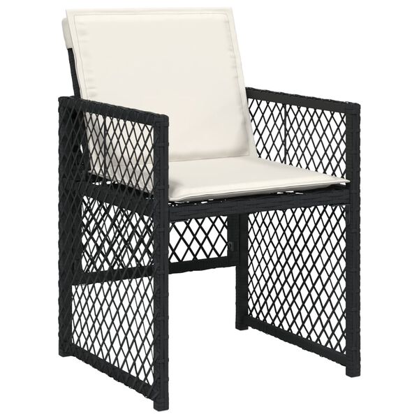 vidaXL Tuinstoelen 4 st met kussens poly rattan zwart