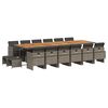 vidaXL 17-delige Tuinset met kussens poly rattan grijs