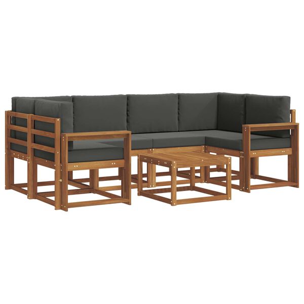 vidaXL Buiten bankenset met kussen 7 pcs Natuurlijk en Antraciet