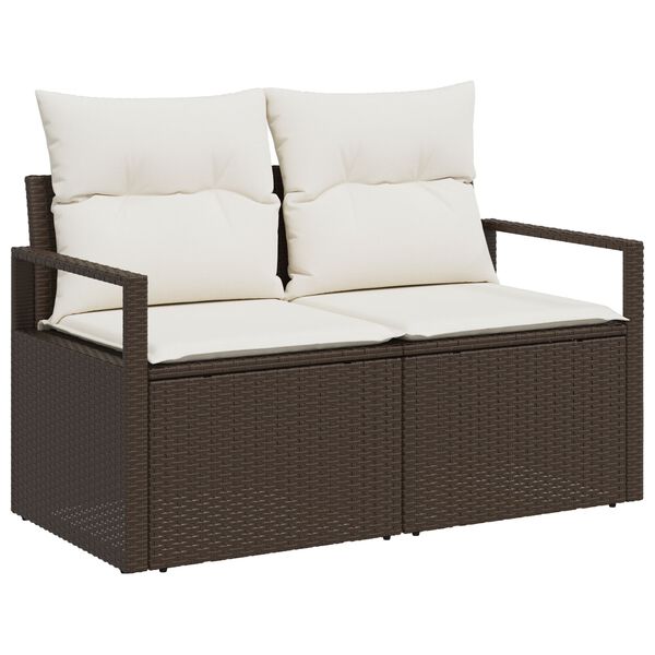 vidaXL Tuin Sofa Set met opslag met kussen 7 pcs Bruin poly rattan
