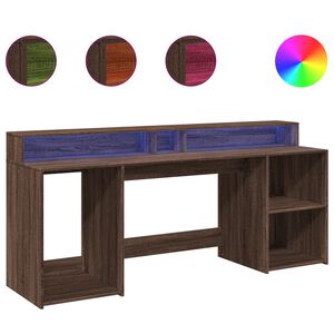 vidaXL Bureau met LED-verlichting 200x55x91 cm hout bruin eikenkleurig