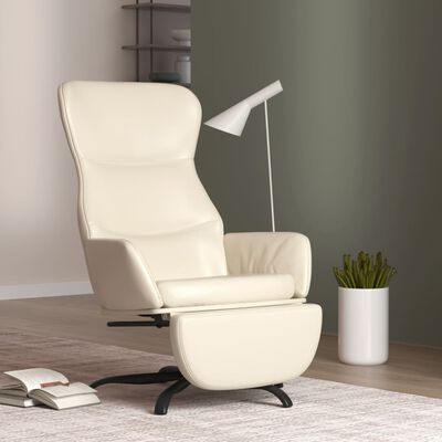 vidaXL Relaxstoel met voetensteun kunstleer crèmekleurig