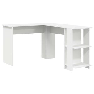 vidaXL Hoekbureau met plank Wit 140 x 113,5 x 75 cm Bewerkt hout
