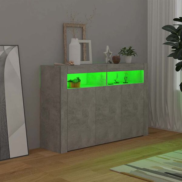 vidaXL Dressoir met LED-verlichting 116x30x75 cm betongrijs