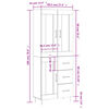 vidaXL Hoge kast 69,5x34x180 cm bewerkt hout betongrijs
