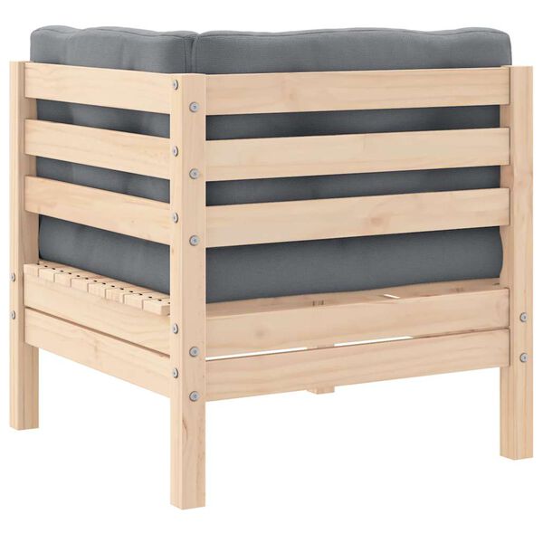 vidaXL Tuinbank 2-zits met grijze kussens massief grenenhout