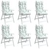 vidaXL Stoelkussens 6 st hoge rug bladpatroon oxford stof