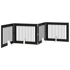 vidaXL Opvouwbaar hondenhek met standaards 4 pcs Zwart eiken 401 cm