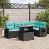 vidaXL 6-delige Loungeset met kussens poly rattan acacia zwart