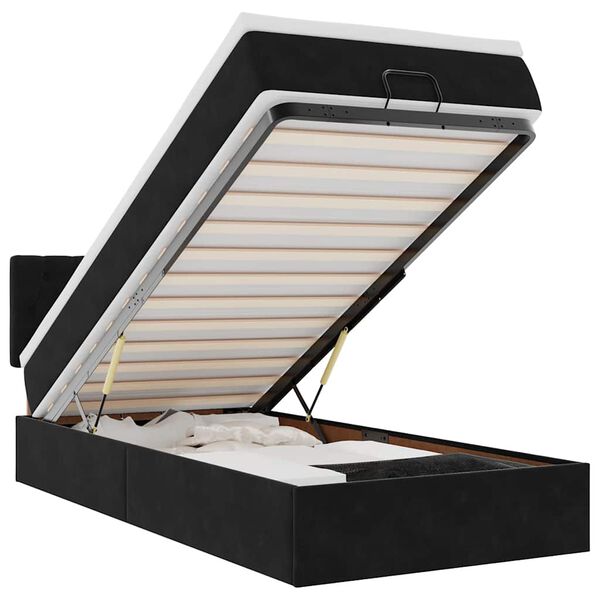 vidaXL Ottoman bed met matras 90x200cm fluweel zwart
