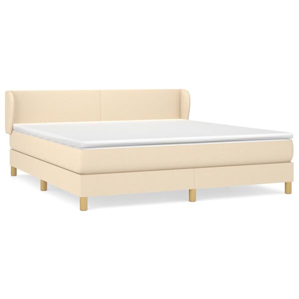vidaXL Boxspring met matras stof cr&egrave;mekleurig 160x200 cm