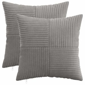 vidaXL Kussensloop 2 pcs ALMELO Lichtgrijs 30 x 30 cm corduroy
