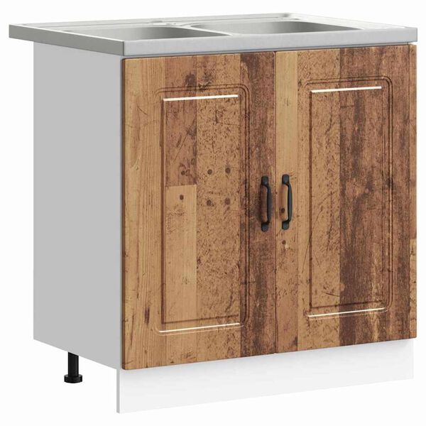 vidaXL Keukenkast Kalmar 2 pcs Bruin 80 x 46 x 81.5 cm Bewerkt hout