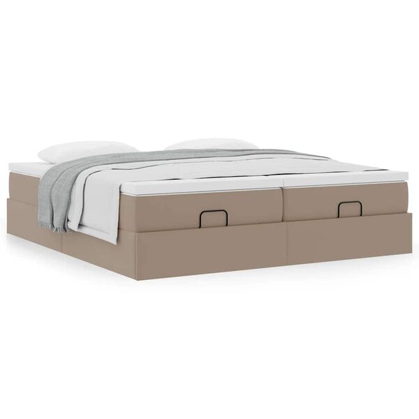 vidaXL Ottoman bed met matrassen 200x200cm kunstleer cappuccinokleurig
