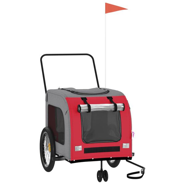 vidaXL Hondenfietstrailer oxford stof en ijzer rood en grijs